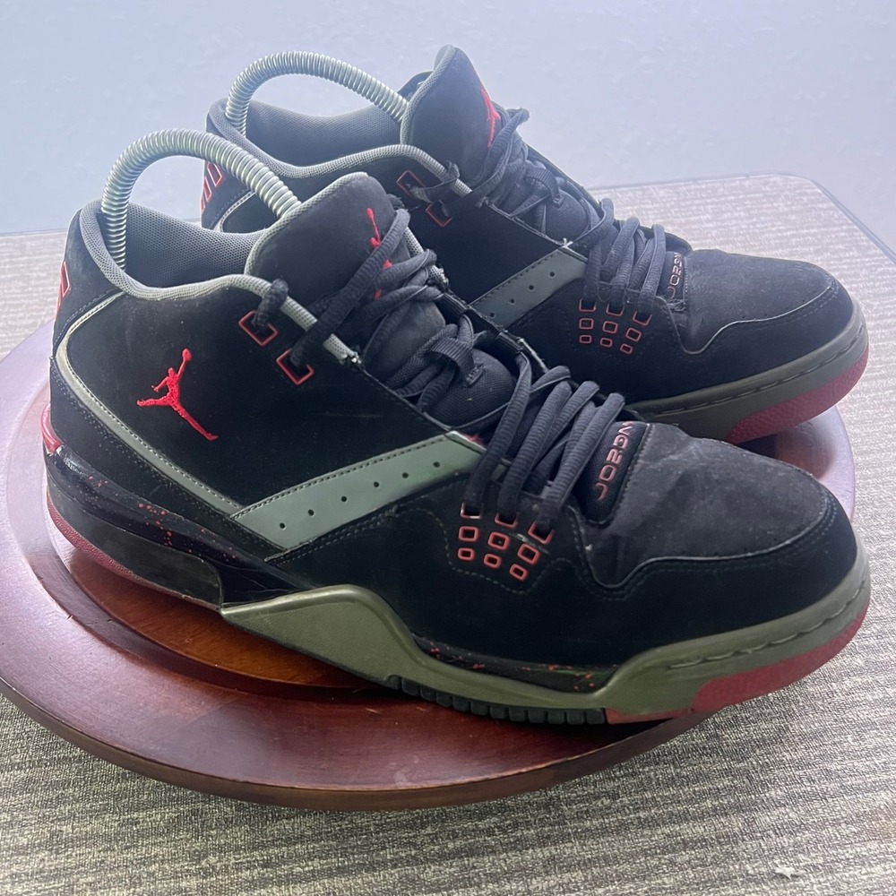 Jordan Flight 45 High Mens Sneakers 317820-021 Black Olive Red 11.5 Mid Top